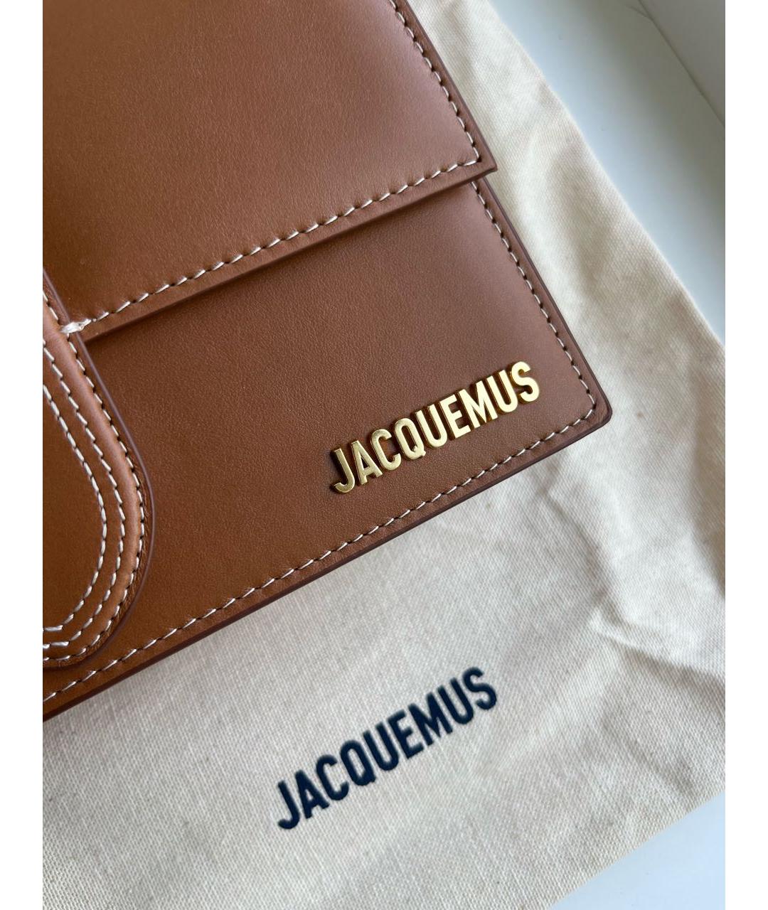 JACQUEMUS Коричневая кожаная сумка с короткими ручками, фото 3