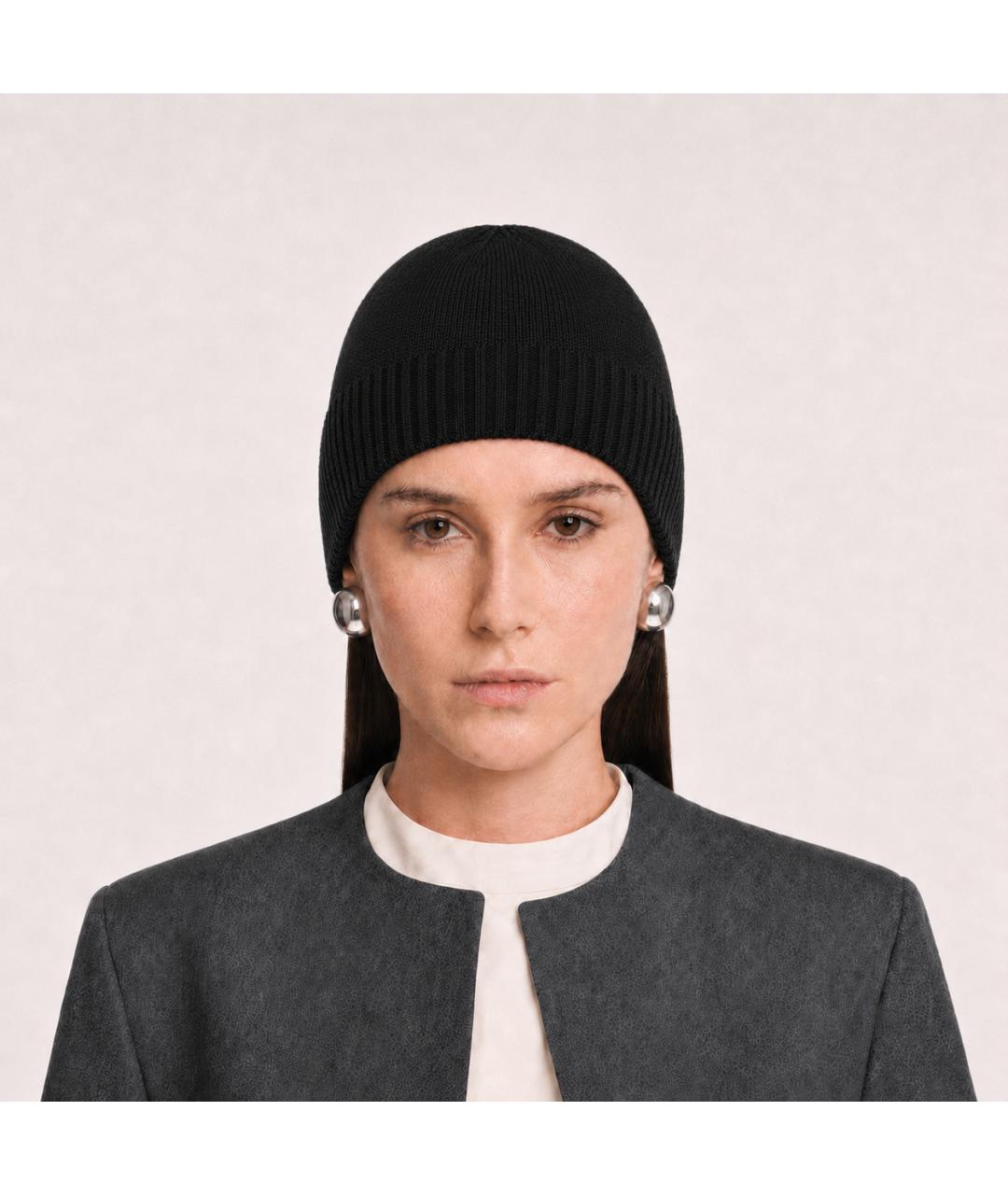 JIL SANDER Черная кашемировая шапка, фото 4