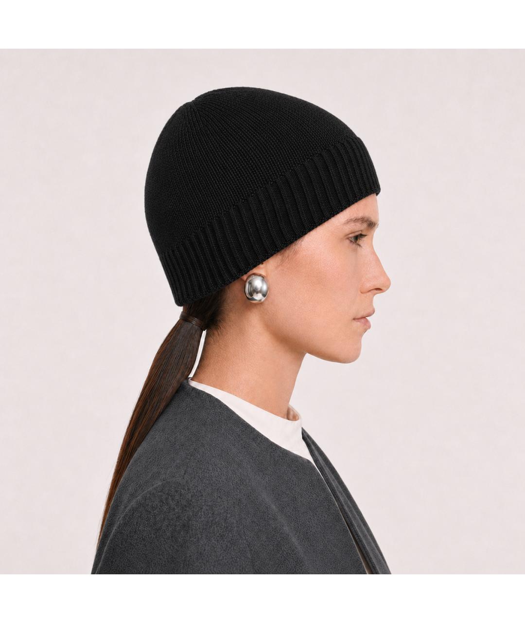 JIL SANDER Черная кашемировая шапка, фото 6