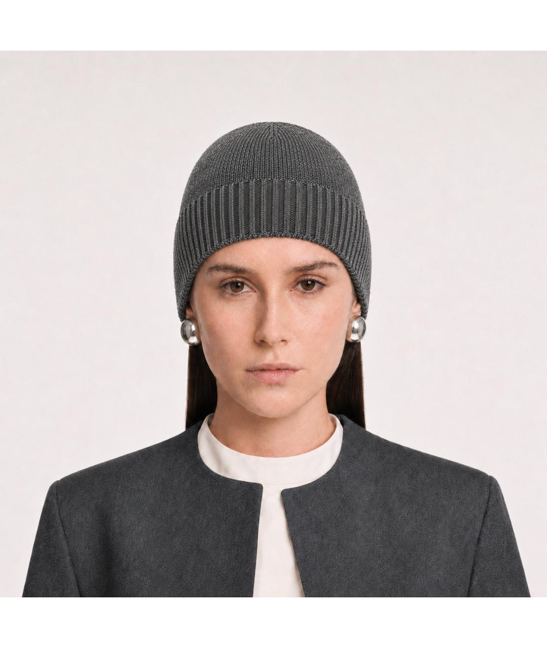 JIL SANDER Серая кашемировая шапка, фото 4
