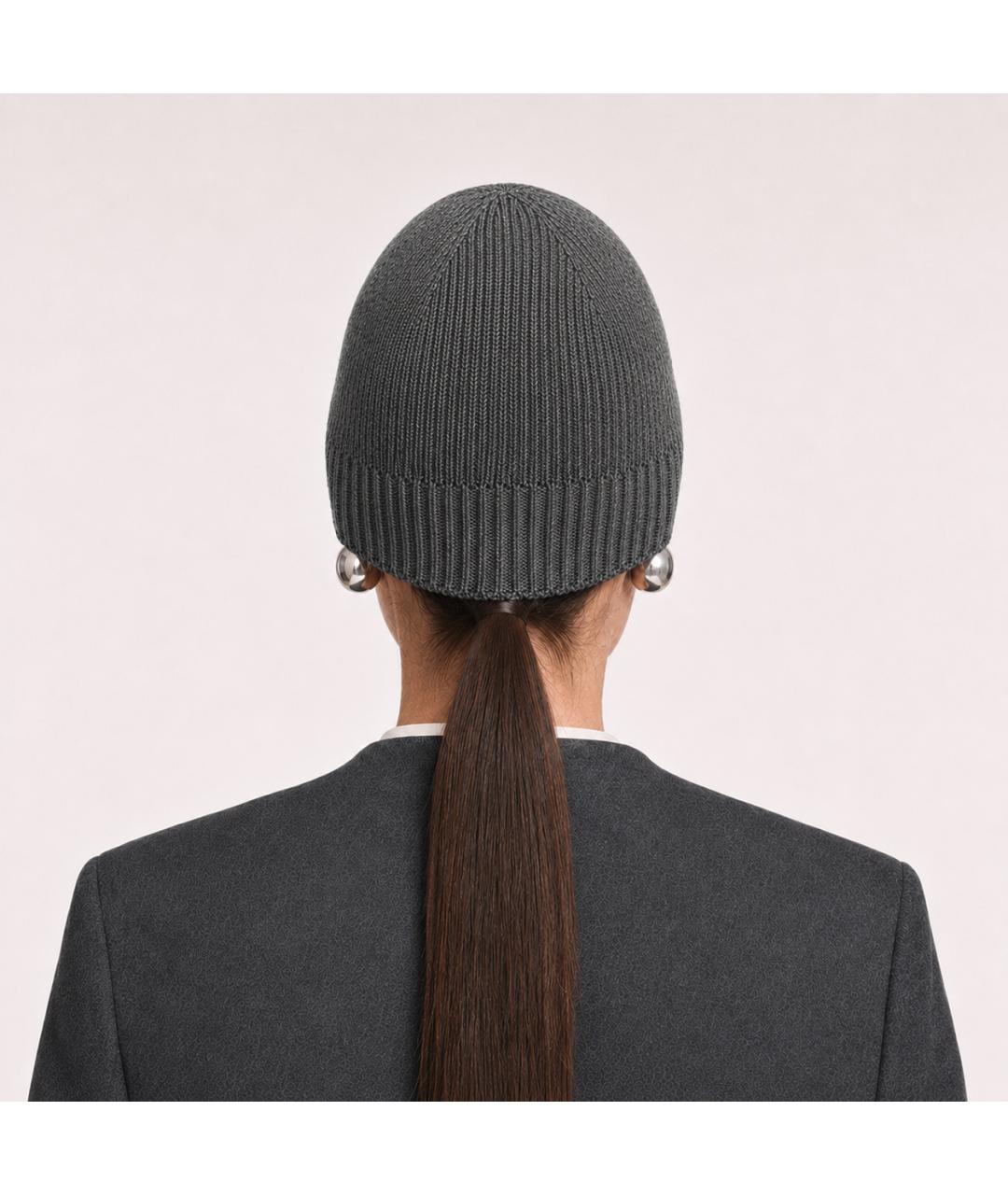 JIL SANDER Серая кашемировая шапка, фото 6