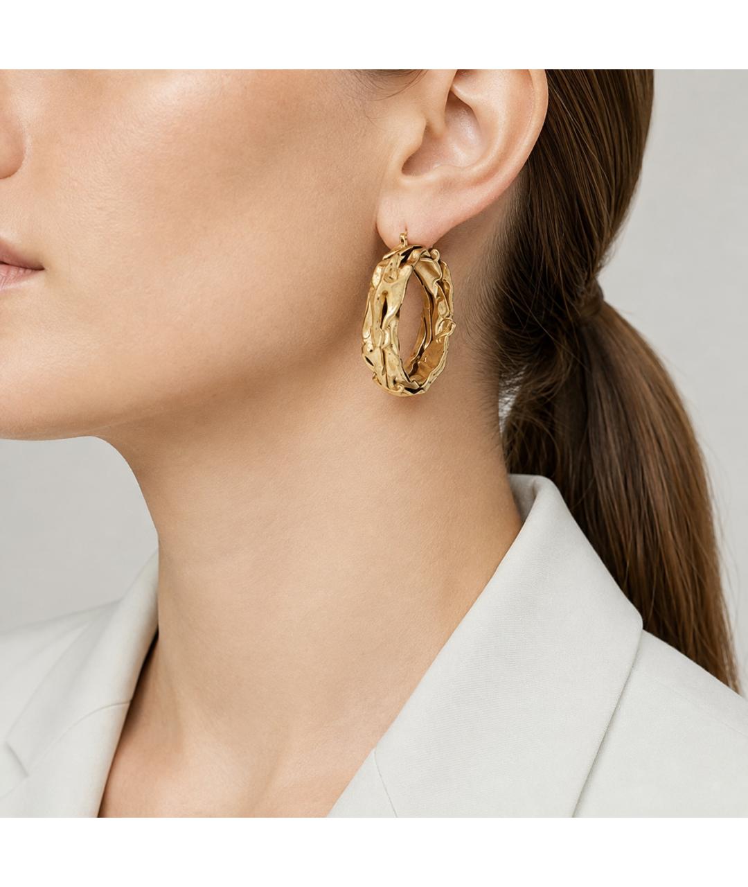 JIL SANDER Золотые позолоченные серьги, фото 4