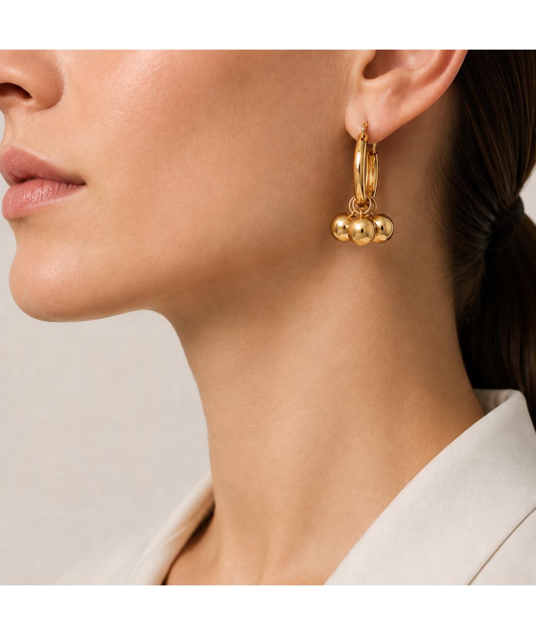 JIL SANDER Золотые позолоченные серьги, фото 3