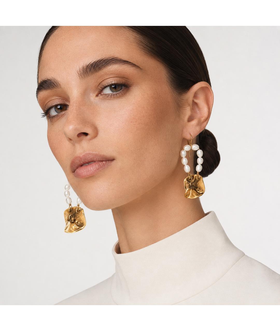 JIL SANDER Золотые позолоченные серьги, фото 6