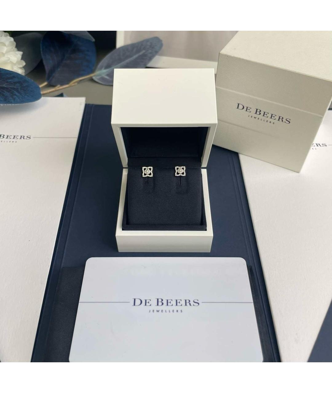 DE BEERS Серебряные серьги из белого золота, фото 2