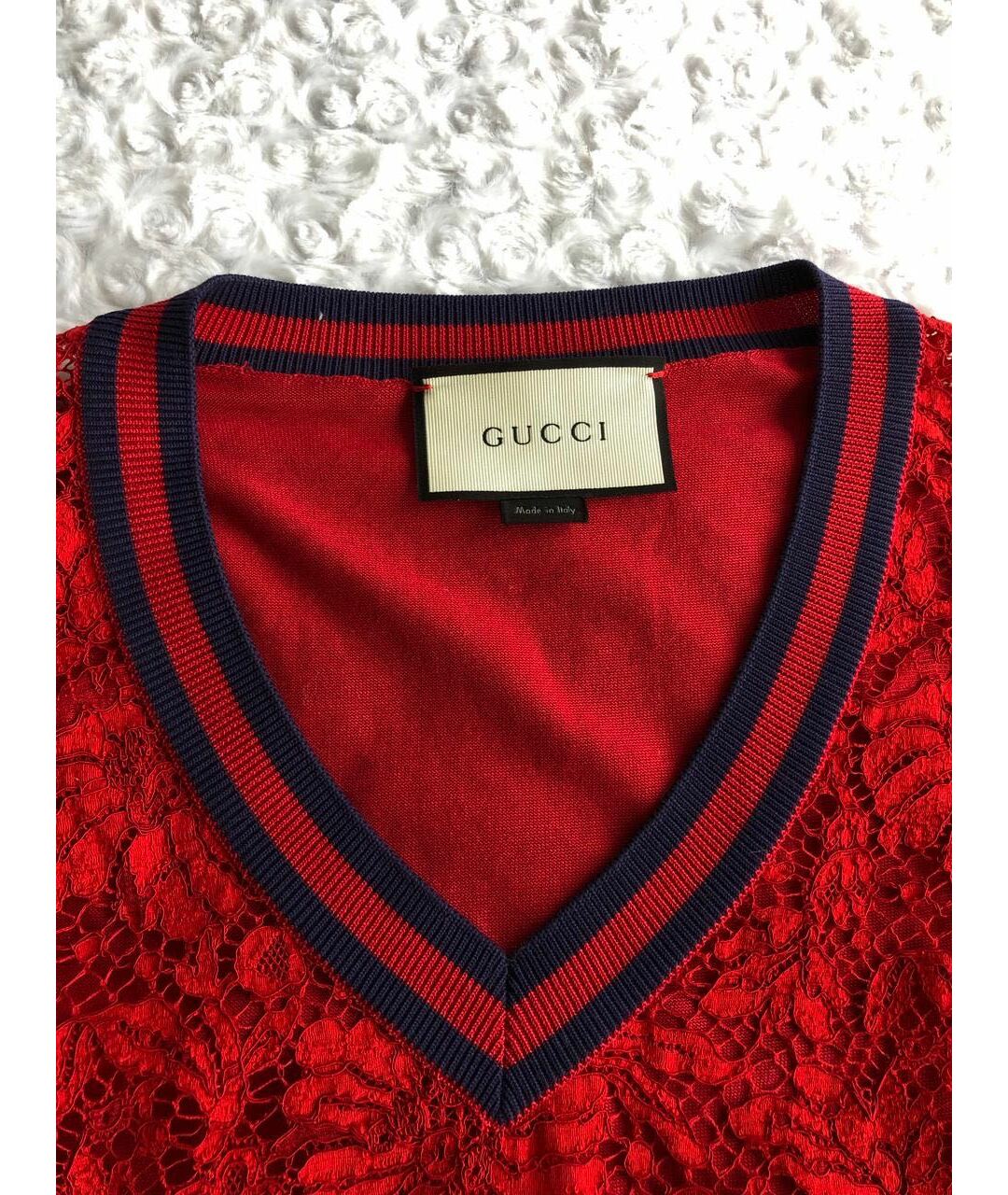 GUCCI Красный кружевной джемпер / свитер, фото 7