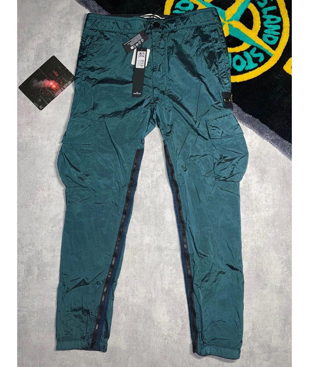 STONE ISLAND Зеленые полиамидовые повседневные брюки, фото 3