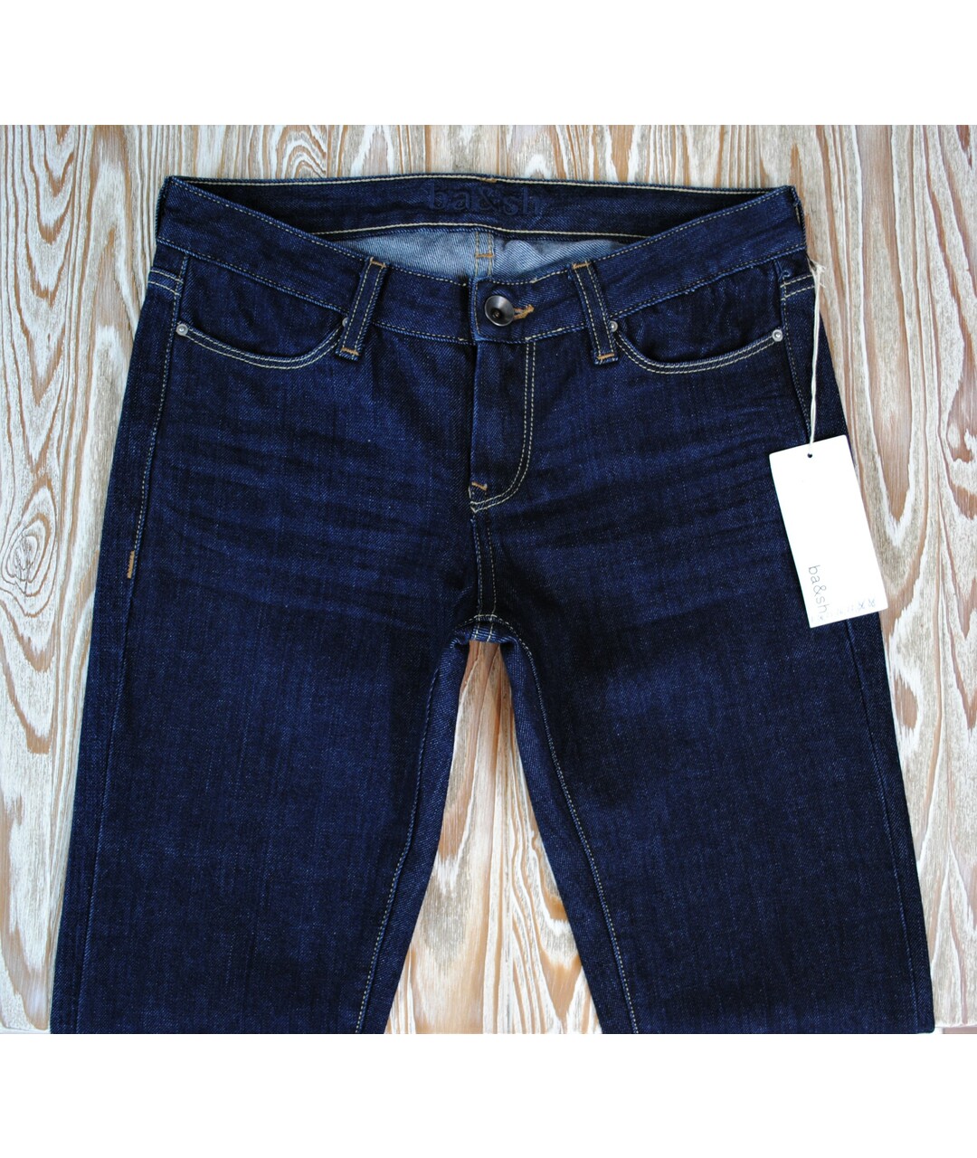 BA&SH Синие хлопко-эластановые джинсы слим, фото 4