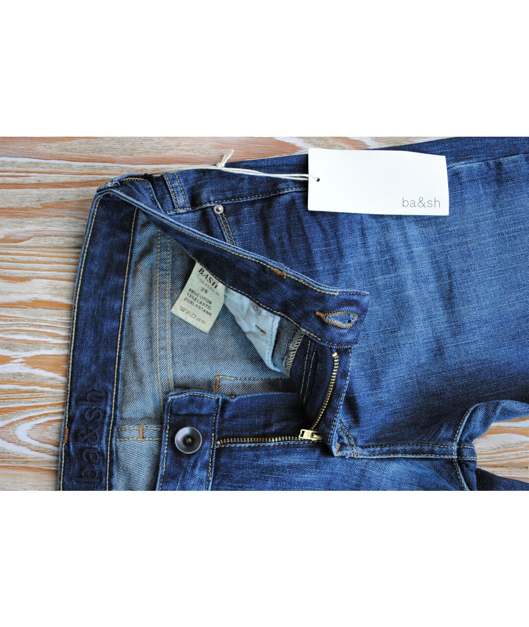 BA&SH Голубые хлопко-эластановые джинсы слим, фото 3