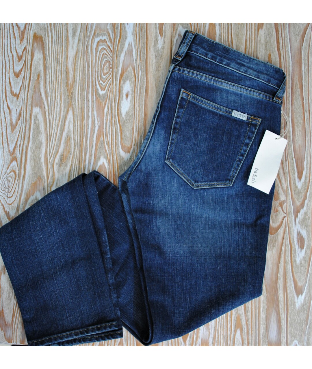 BA&SH Голубые хлопко-эластановые джинсы слим, фото 4