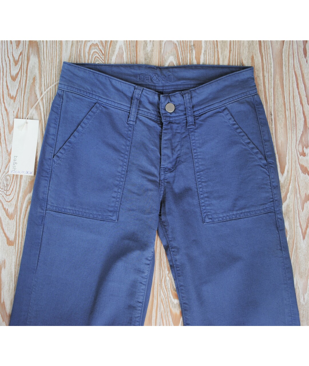 BA&SH Голубые хлопко-эластановые джинсы клеш, фото 4