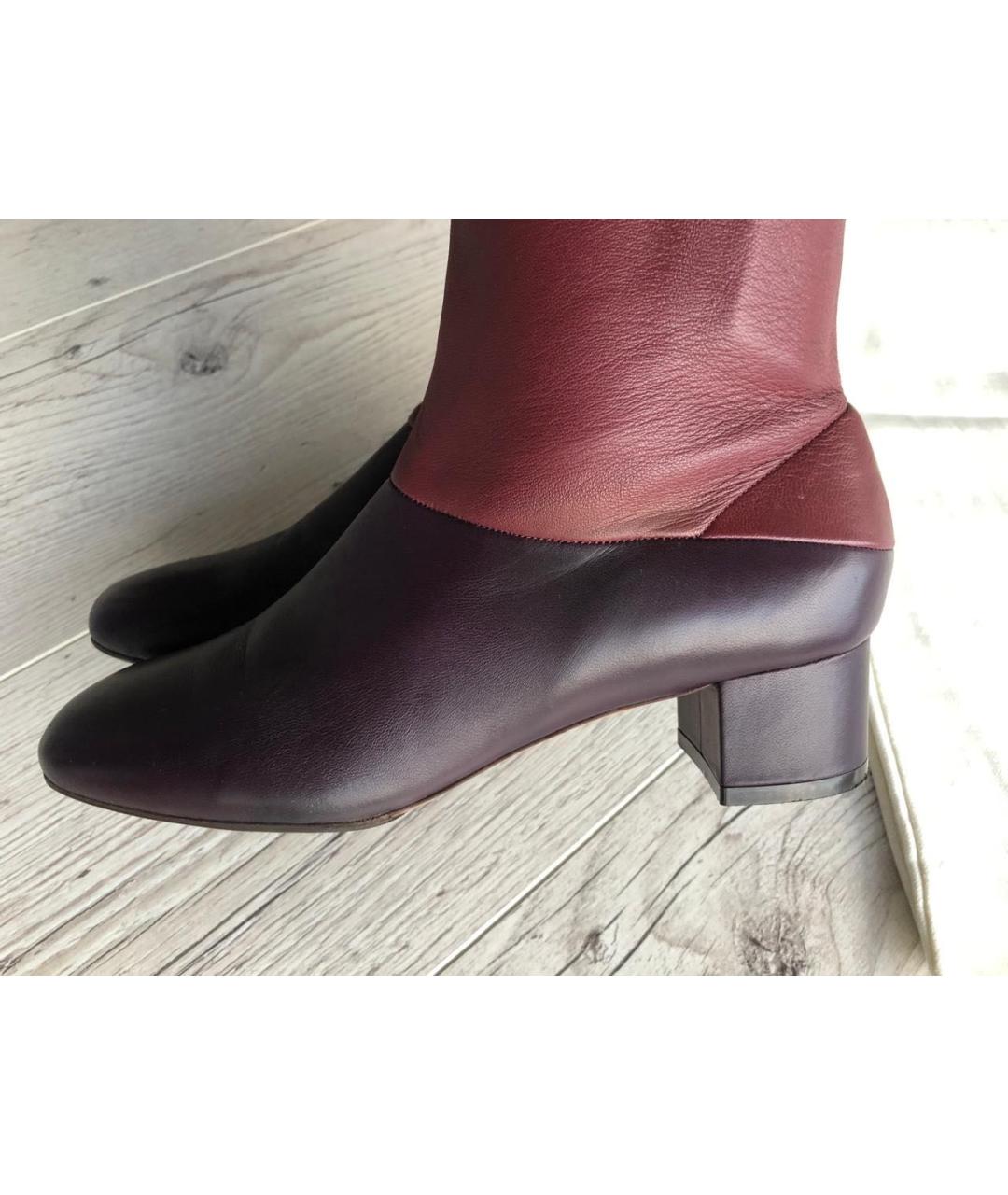 CELINE Бордовые кожаные сапоги, фото 5
