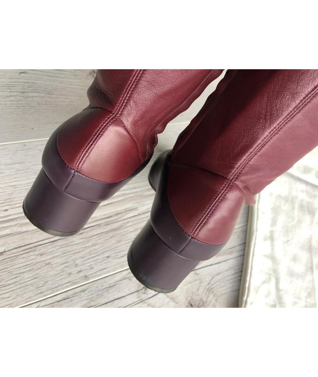 CELINE Бордовые кожаные сапоги, фото 4