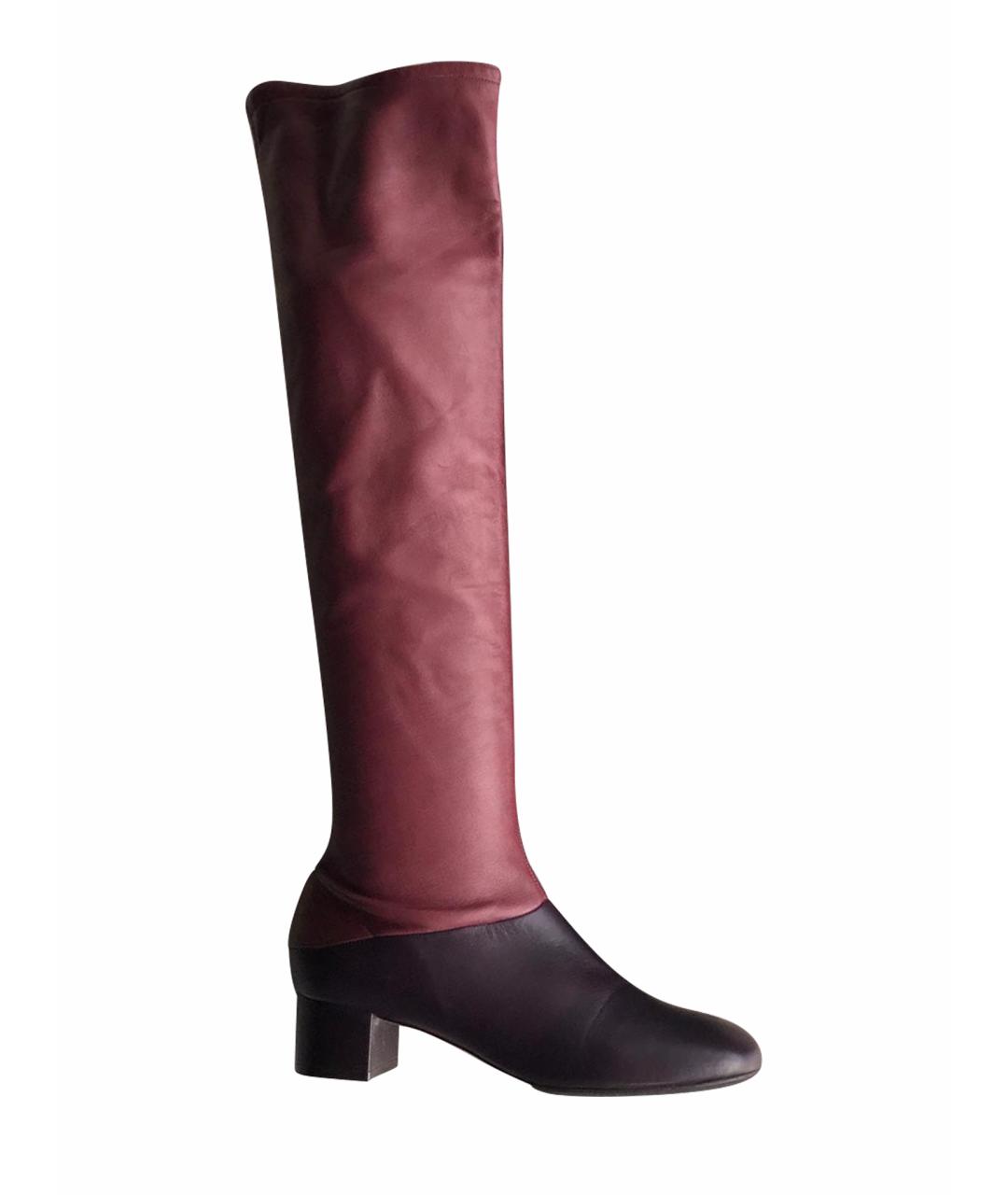 CELINE Бордовые кожаные сапоги, фото 1