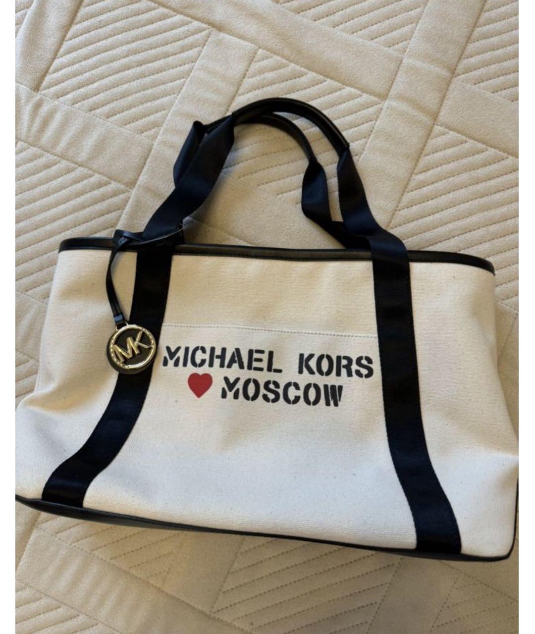 MICHAEL KORS Белая хлопковая сумка тоут, фото 2