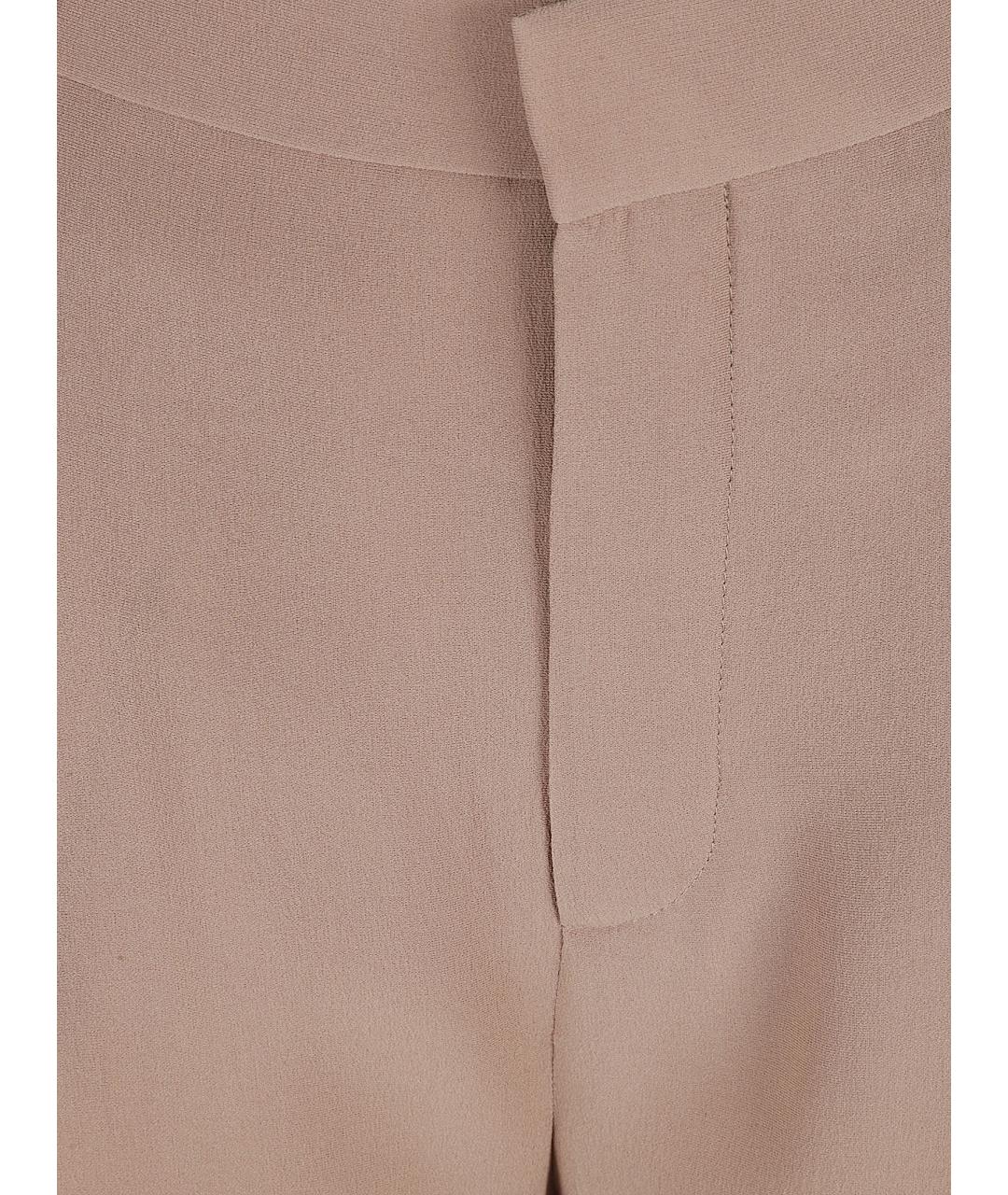 SAINT LAURENT Бежевые шелковые прямые брюки, фото 3