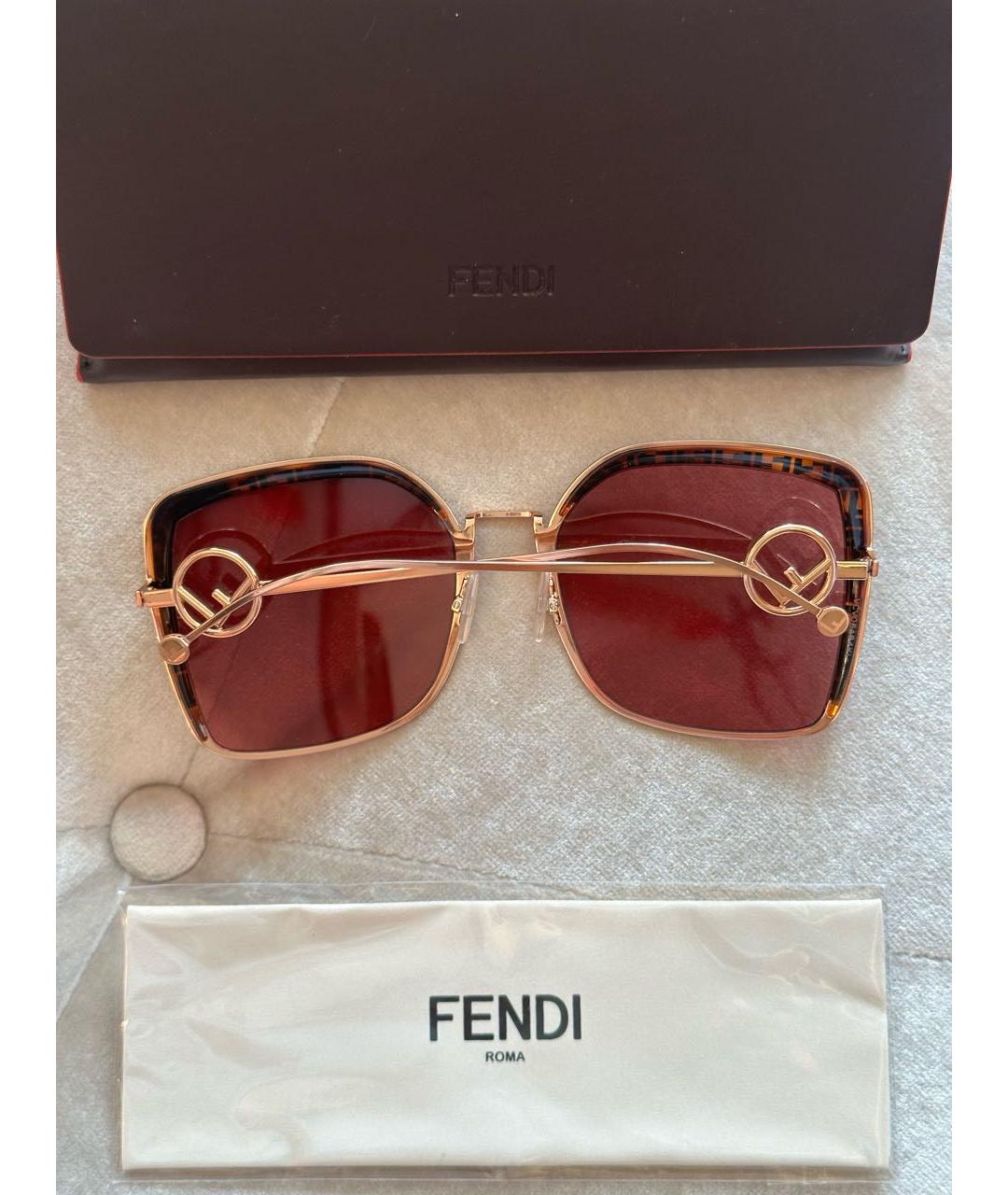 FENDI Розовые металлические солнцезащитные очки, фото 4