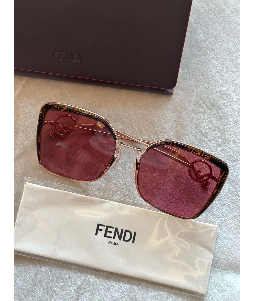 FENDI Розовые металлические солнцезащитные очки, фото 6