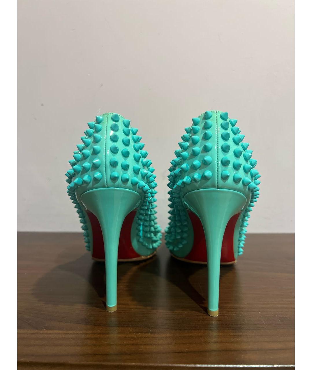 CHRISTIAN LOUBOUTIN Бирюзовые туфли из лакированной кожи, фото 4