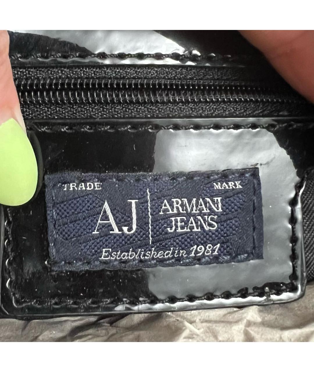 ARMANI JEANS Черная сумка через плечо из искусственной кожи, фото 4