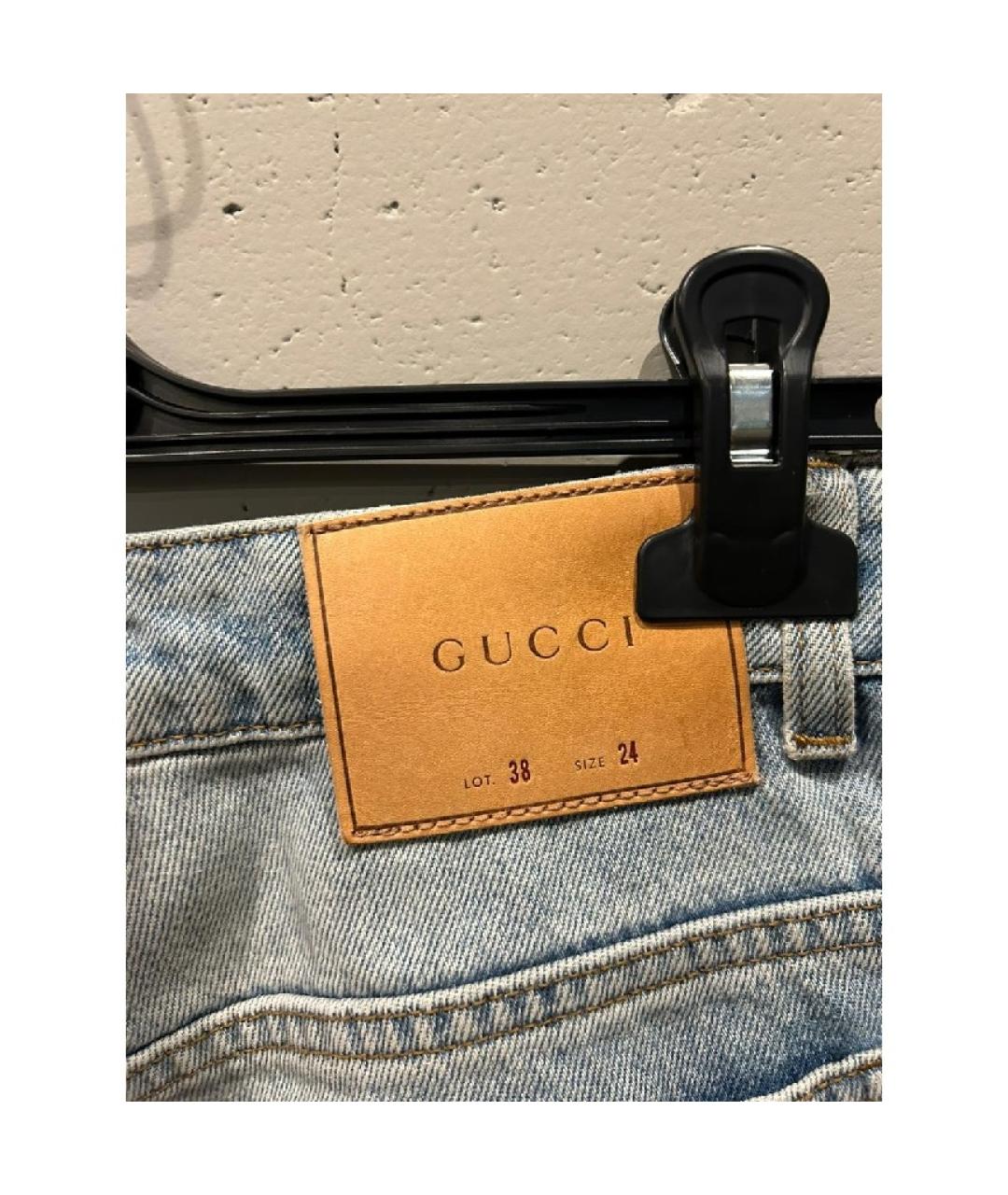 GUCCI Синие хлопковые прямые джинсы, фото 3