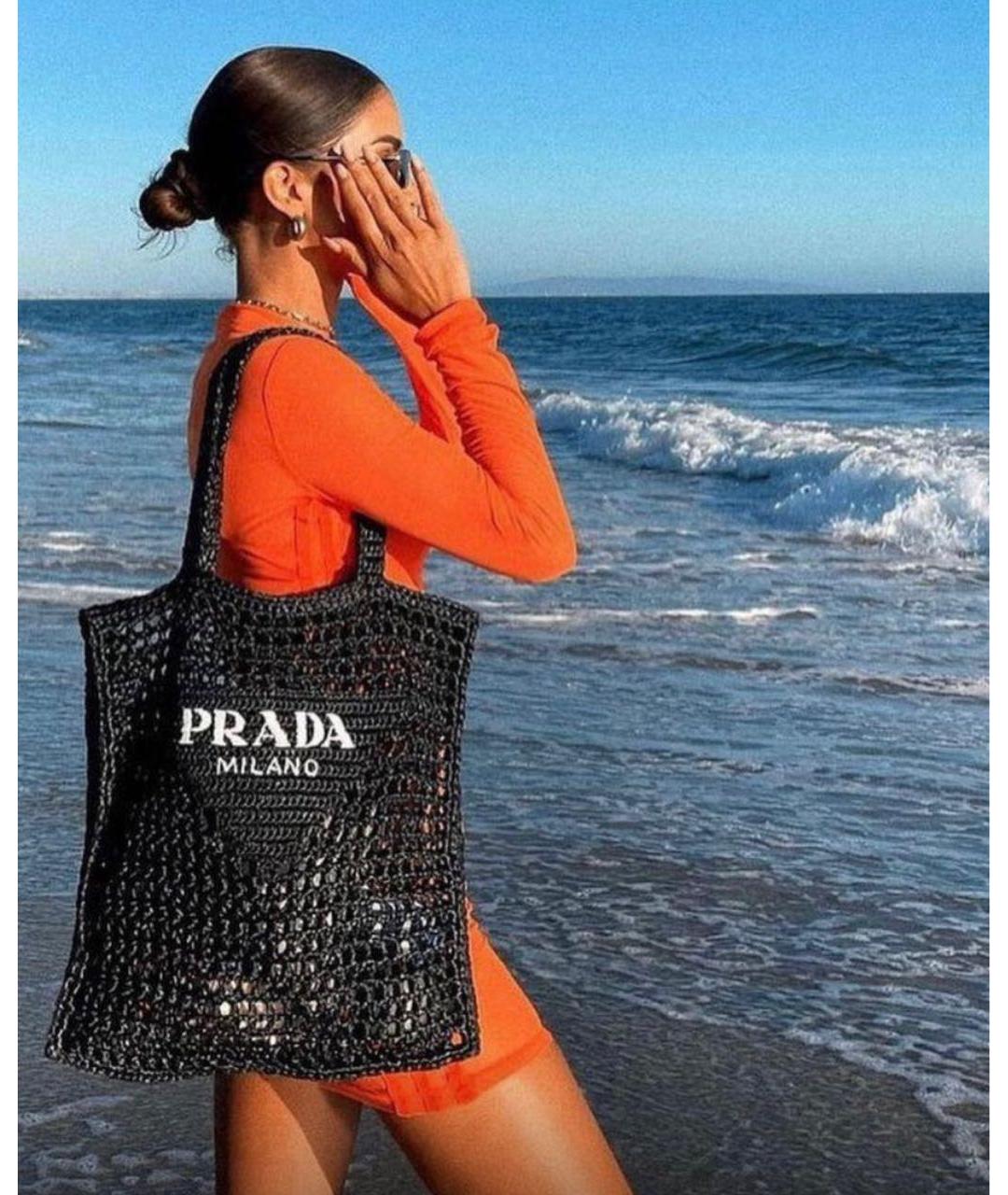 PRADA Черная пляжная сумка, фото 2