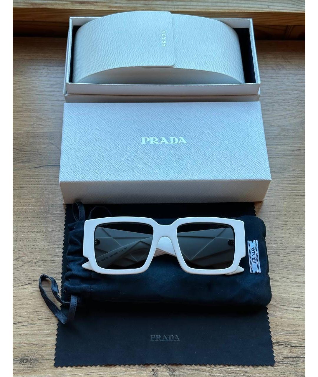 PRADA Белые пластиковые солнцезащитные очки, фото 2