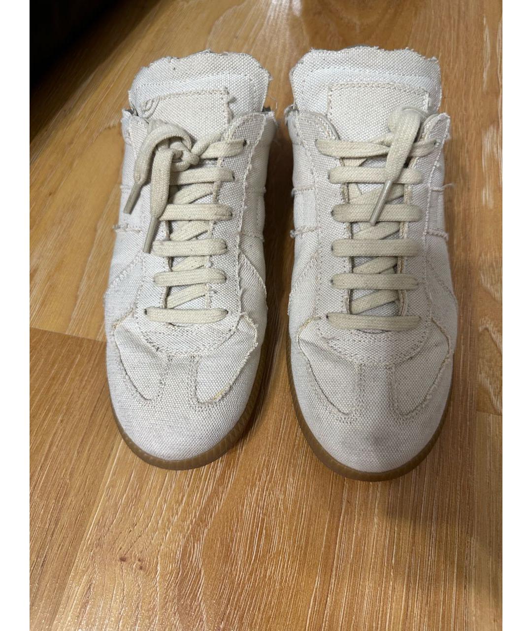 MAISON MARGIELA Бежевые кожаные кеды, фото 2