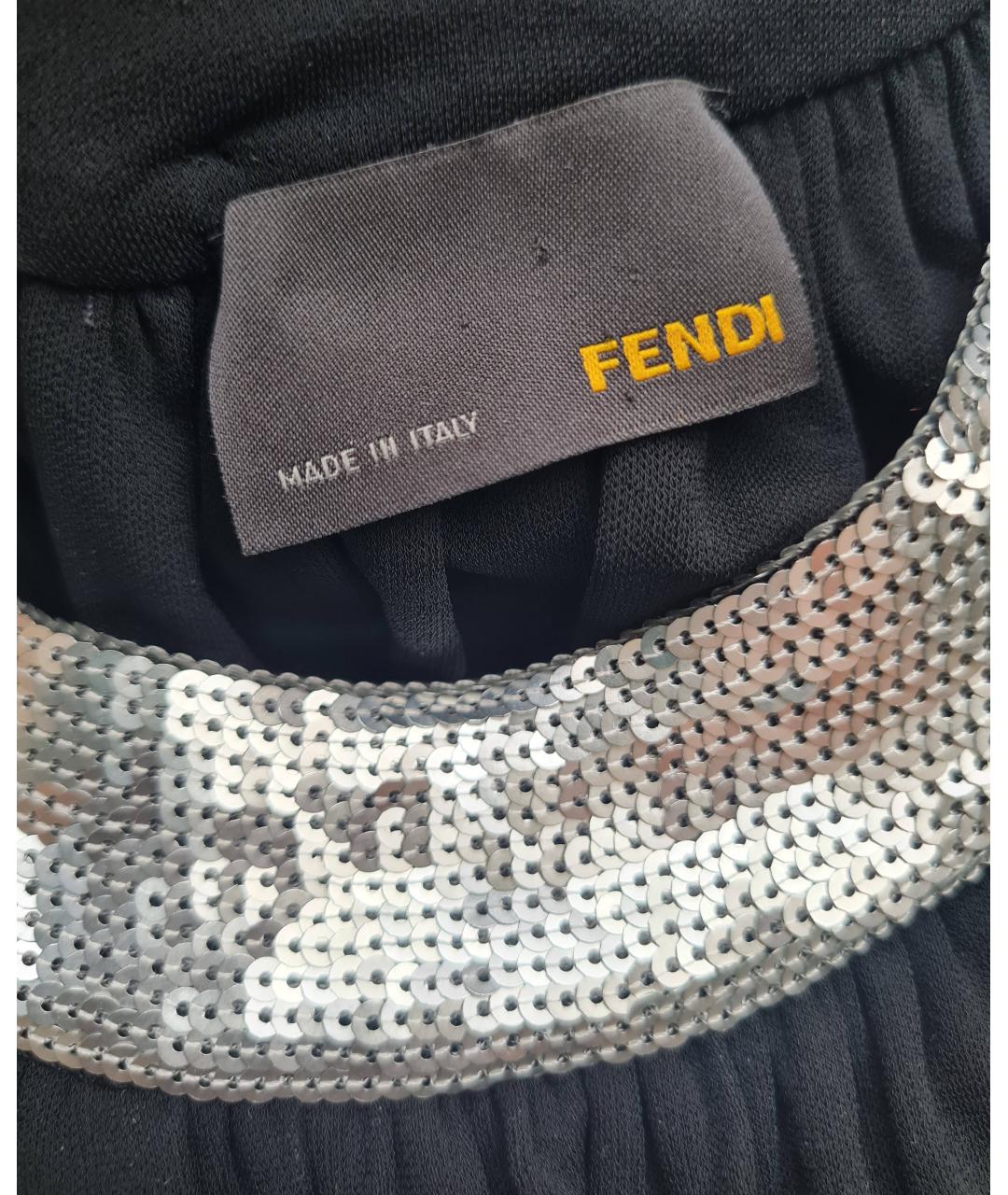 FENDI Черное вискозное коктейльное платье, фото 7