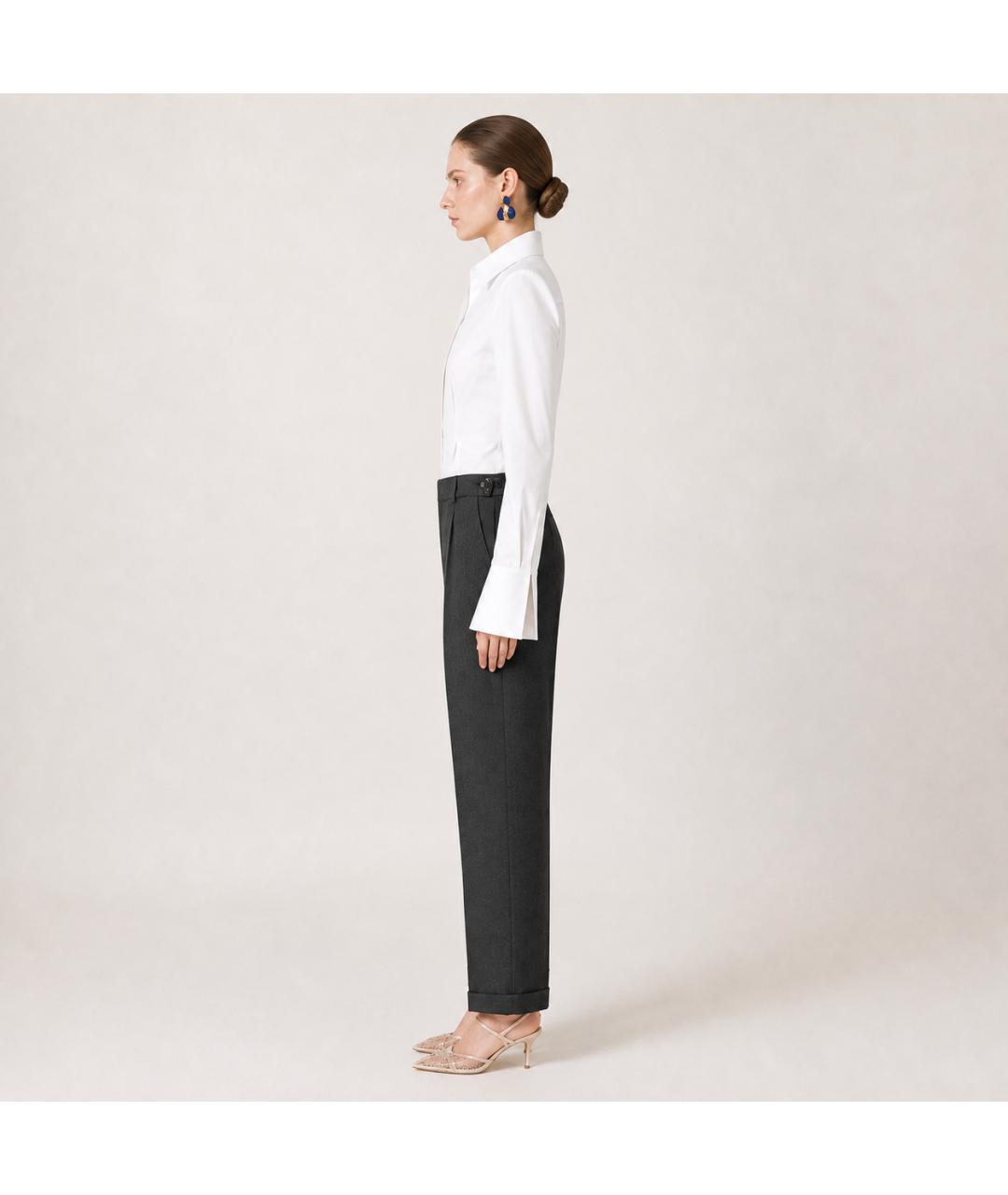 STELLA MCCARTNEY Антрацитовые шерстяные брюки широкие, фото 7
