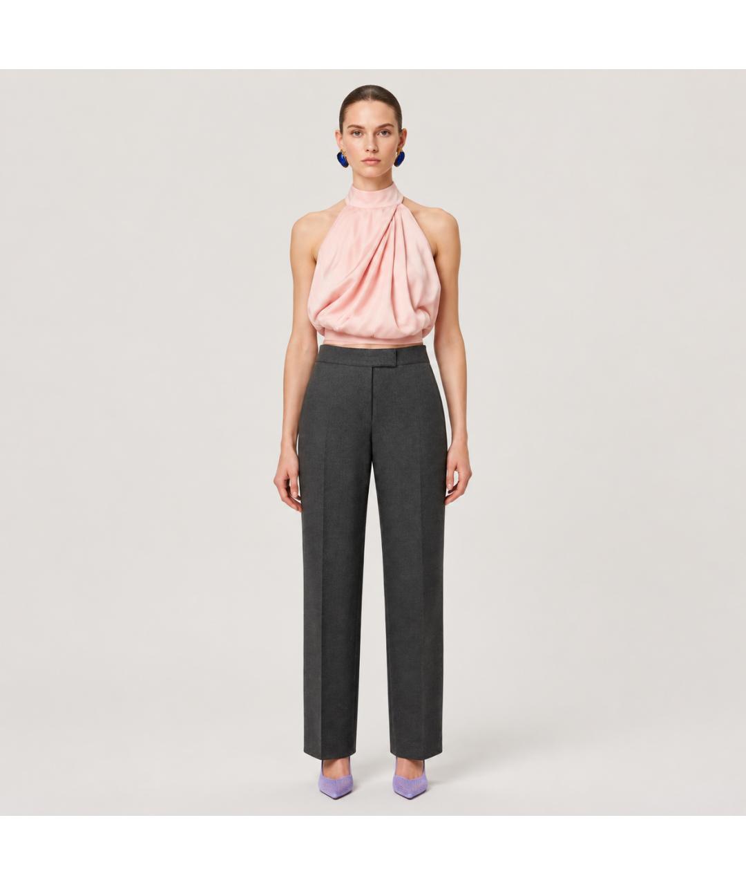 STELLA MCCARTNEY Антрацитовые шерстяные брюки широкие, фото 6