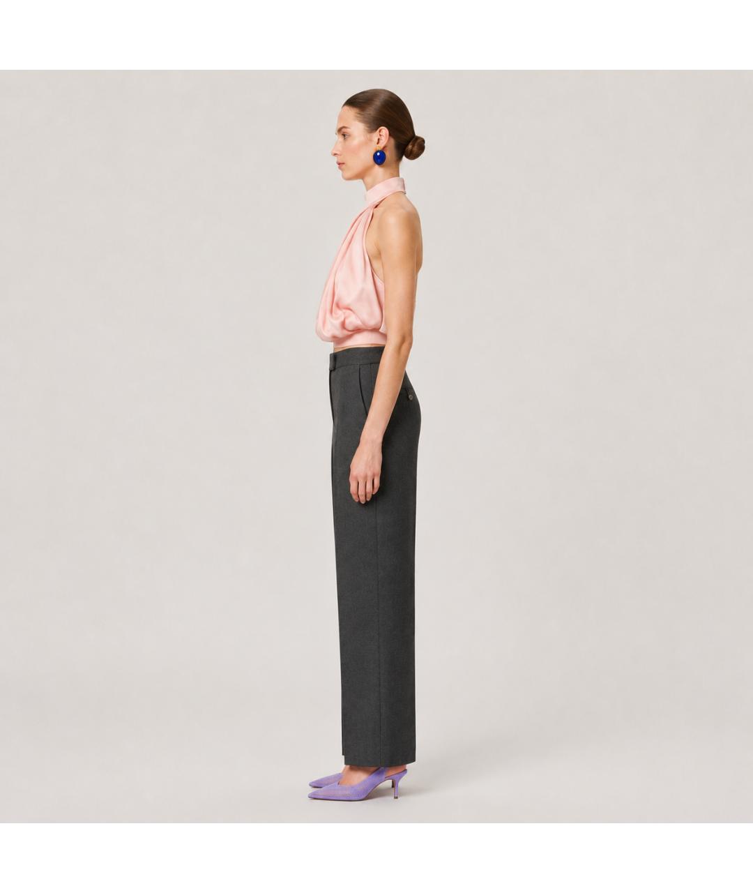 STELLA MCCARTNEY Антрацитовые шерстяные брюки широкие, фото 8