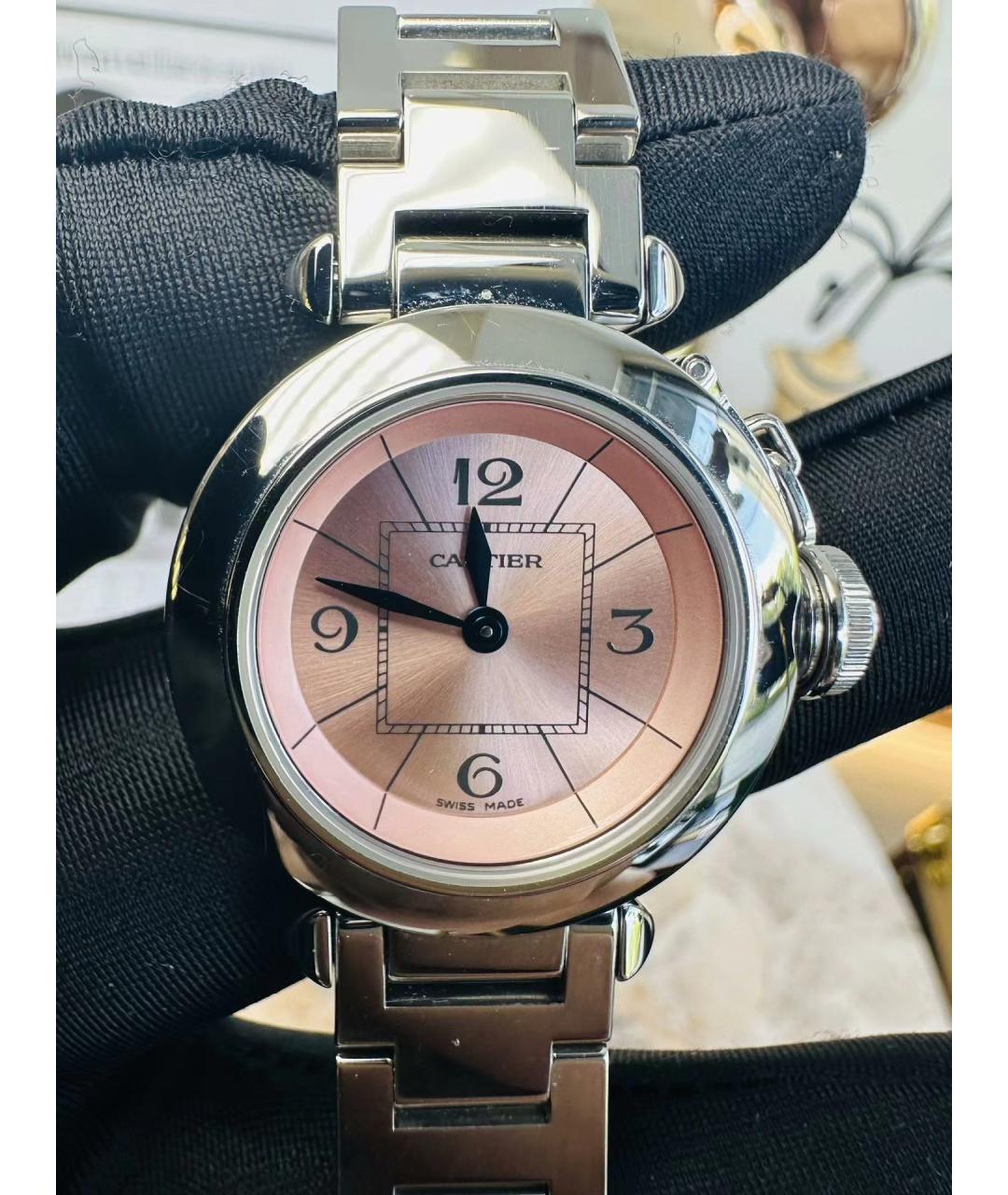 CARTIER Розовые металлические часы, фото 7