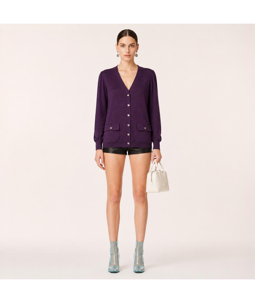 STELLA MCCARTNEY Фиолетовый шерстяной кардиган, фото 5