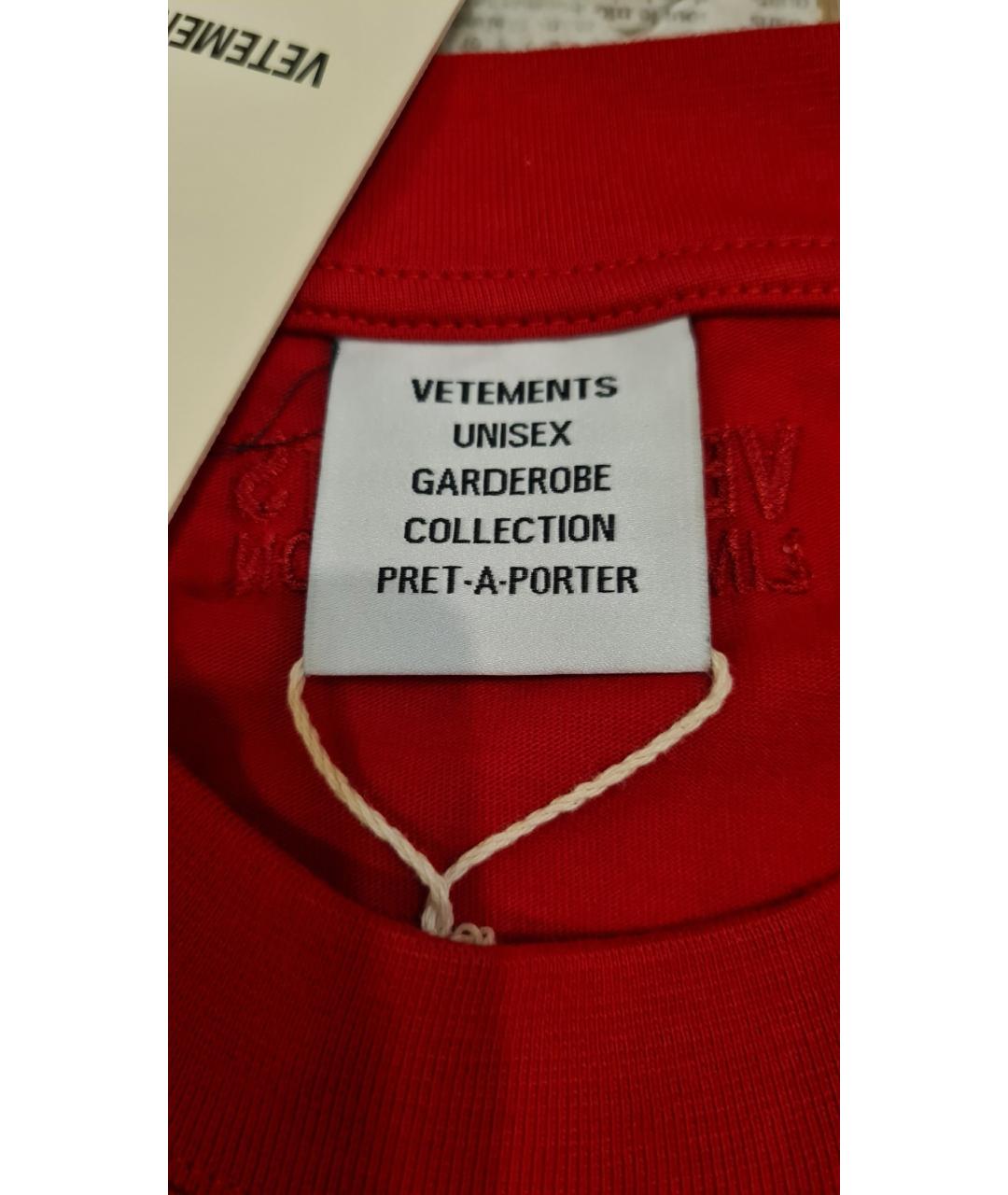 VETEMENTS Красная хлопковая футболка, фото 6