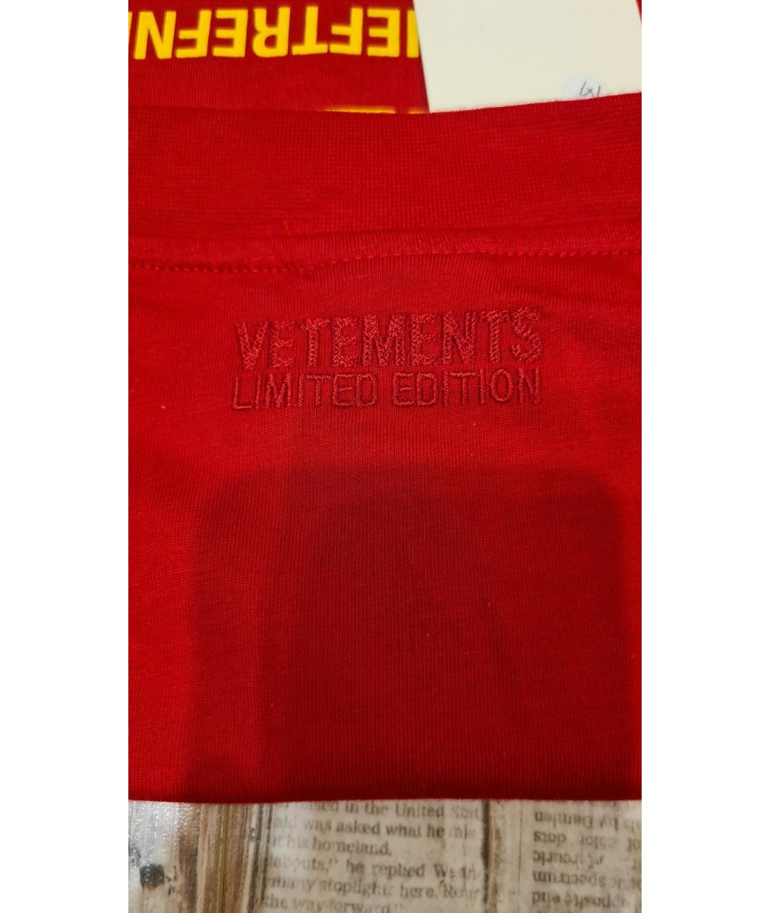 VETEMENTS Красная хлопковая футболка, фото 7