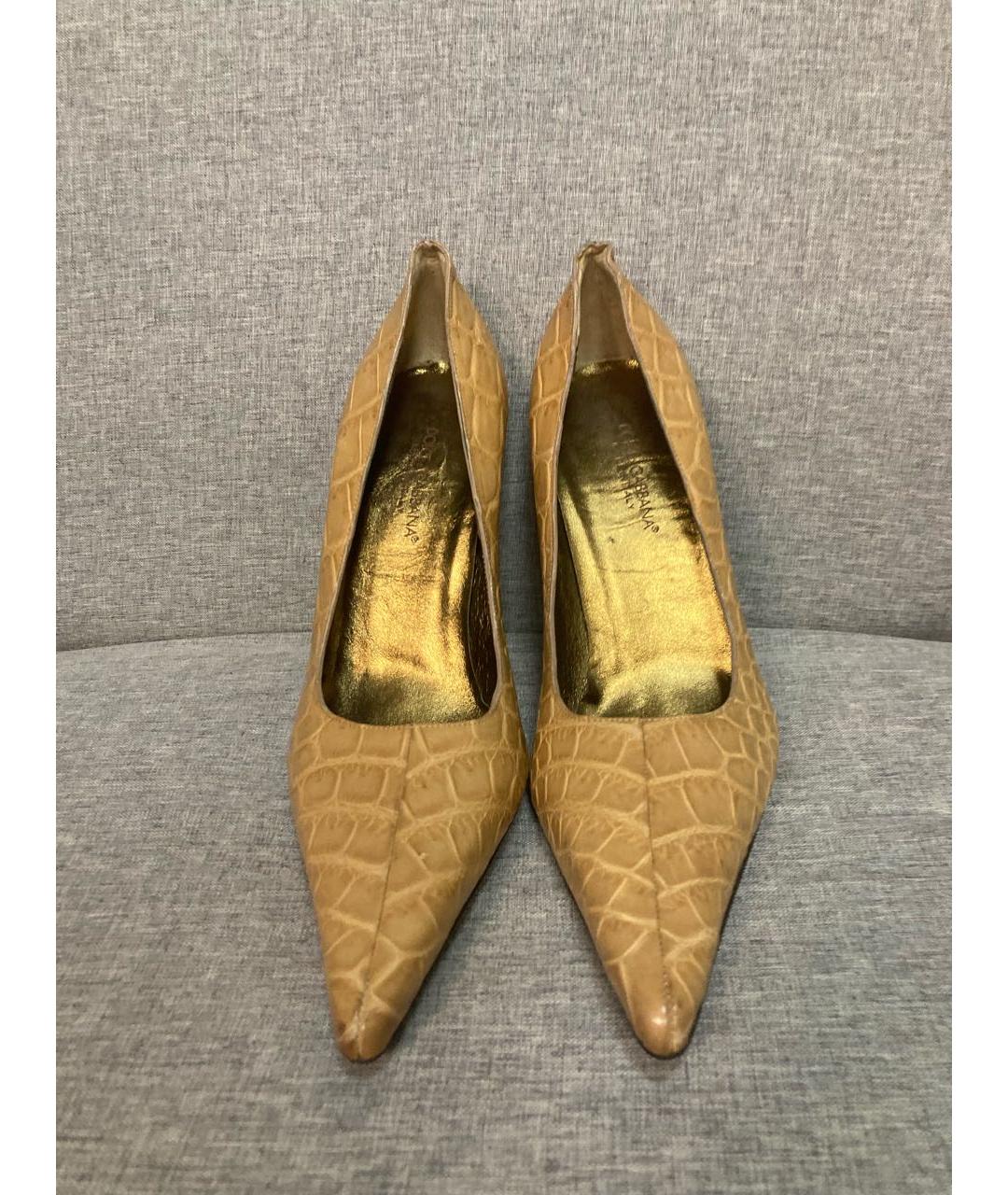 DOLCE&GABBANA Бежевые кожаные туфли, фото 2