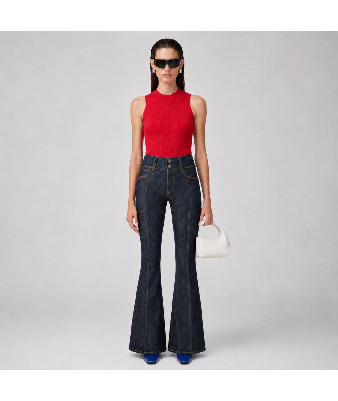 STELLA MCCARTNEY Темно-синие хлопко-эластановые джинсы клеш, фото 6