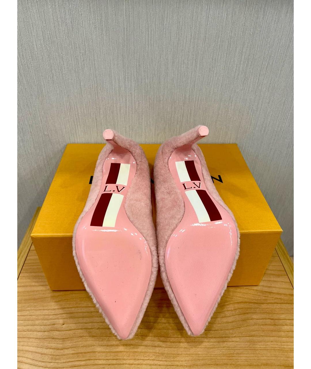 LOUIS VUITTON Розовые кожаные туфли, фото 7