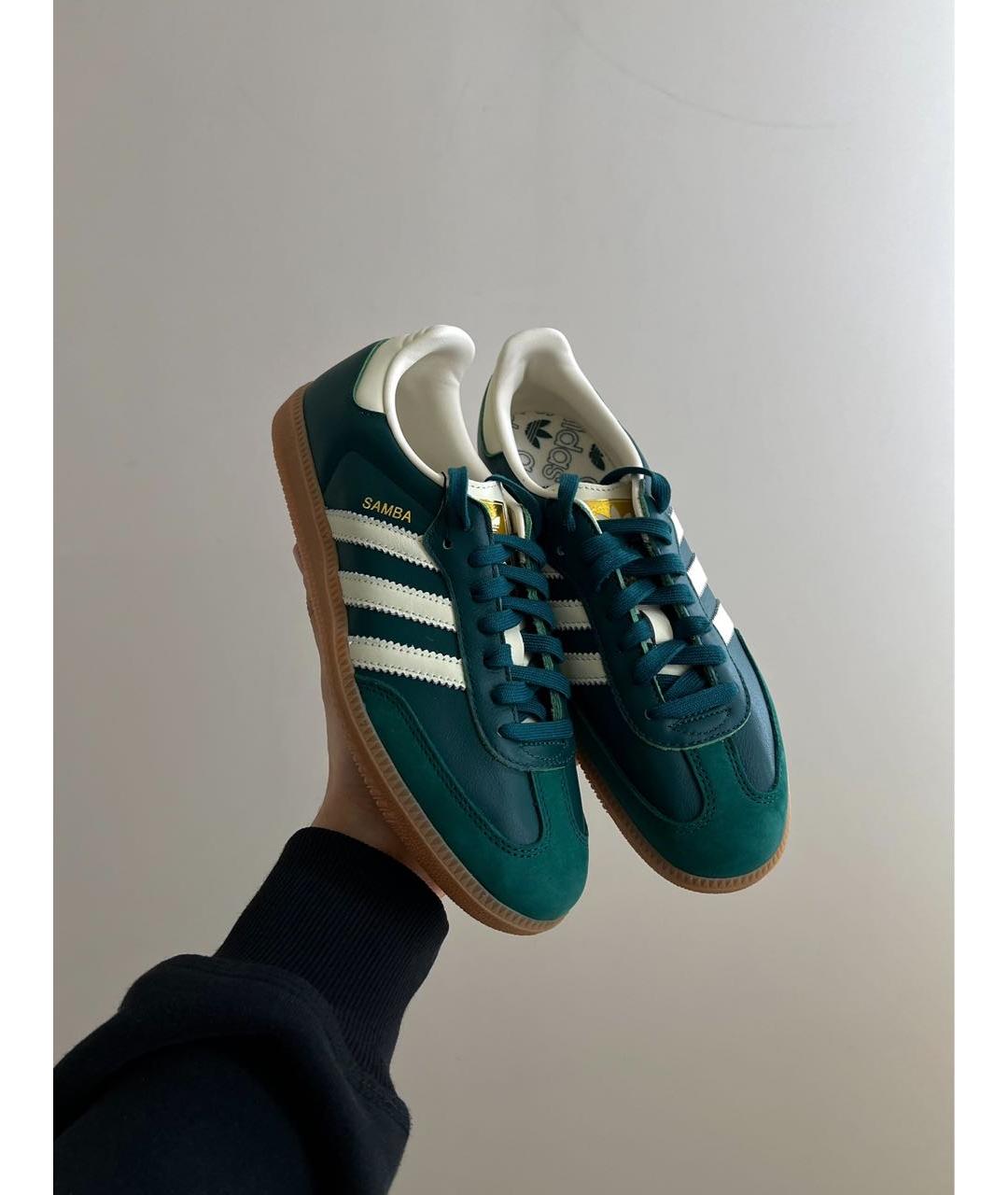 ADIDAS Зеленые кожаные кеды, фото 2