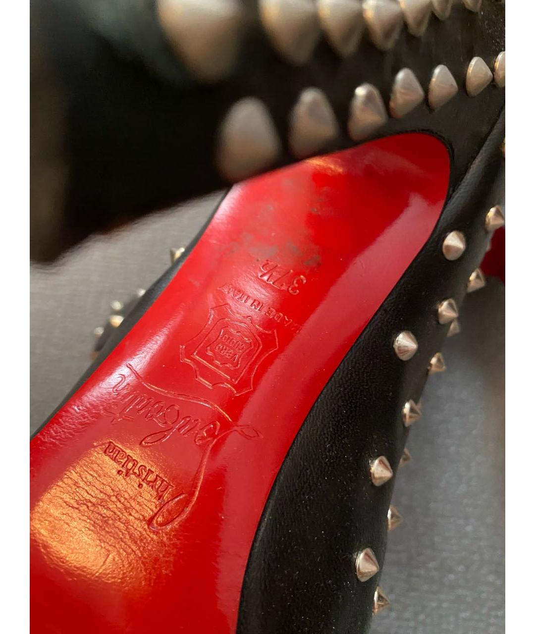 CHRISTIAN LOUBOUTIN Черные кожаные полусапоги, фото 8