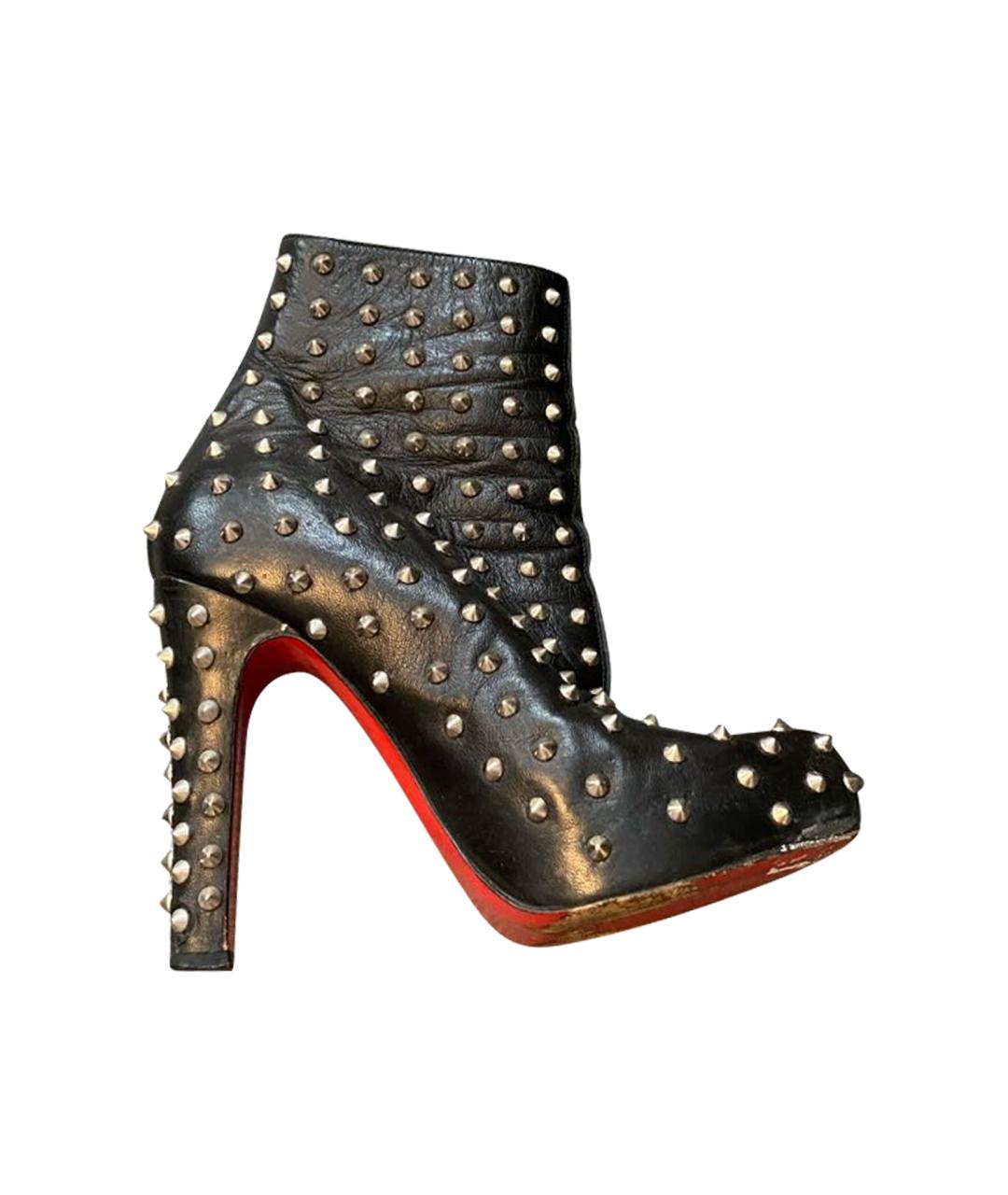 CHRISTIAN LOUBOUTIN Черные кожаные полусапоги, фото 1