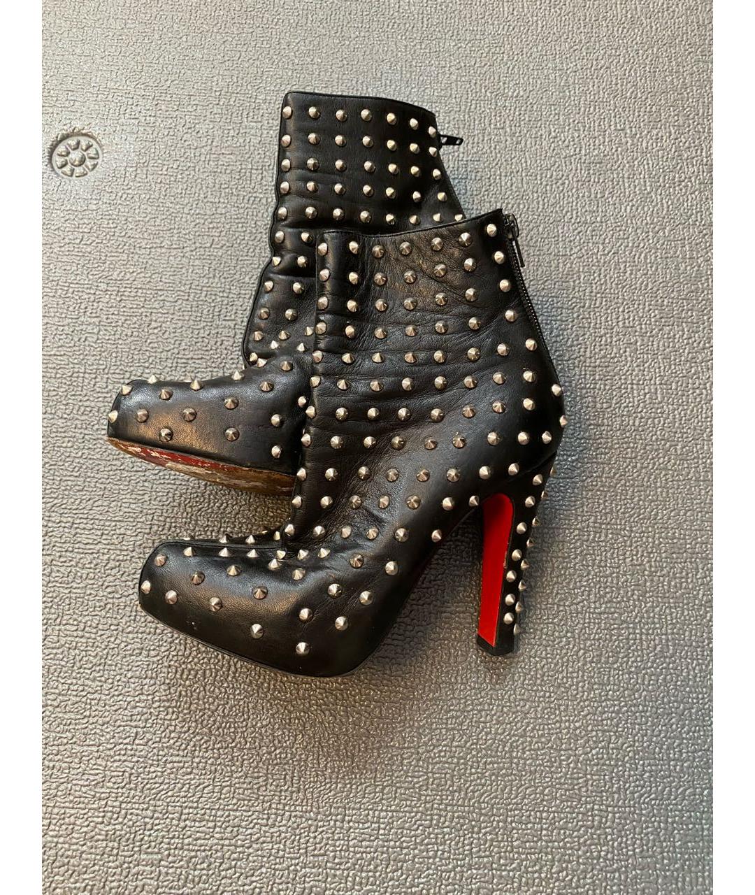 CHRISTIAN LOUBOUTIN Черные кожаные полусапоги, фото 2