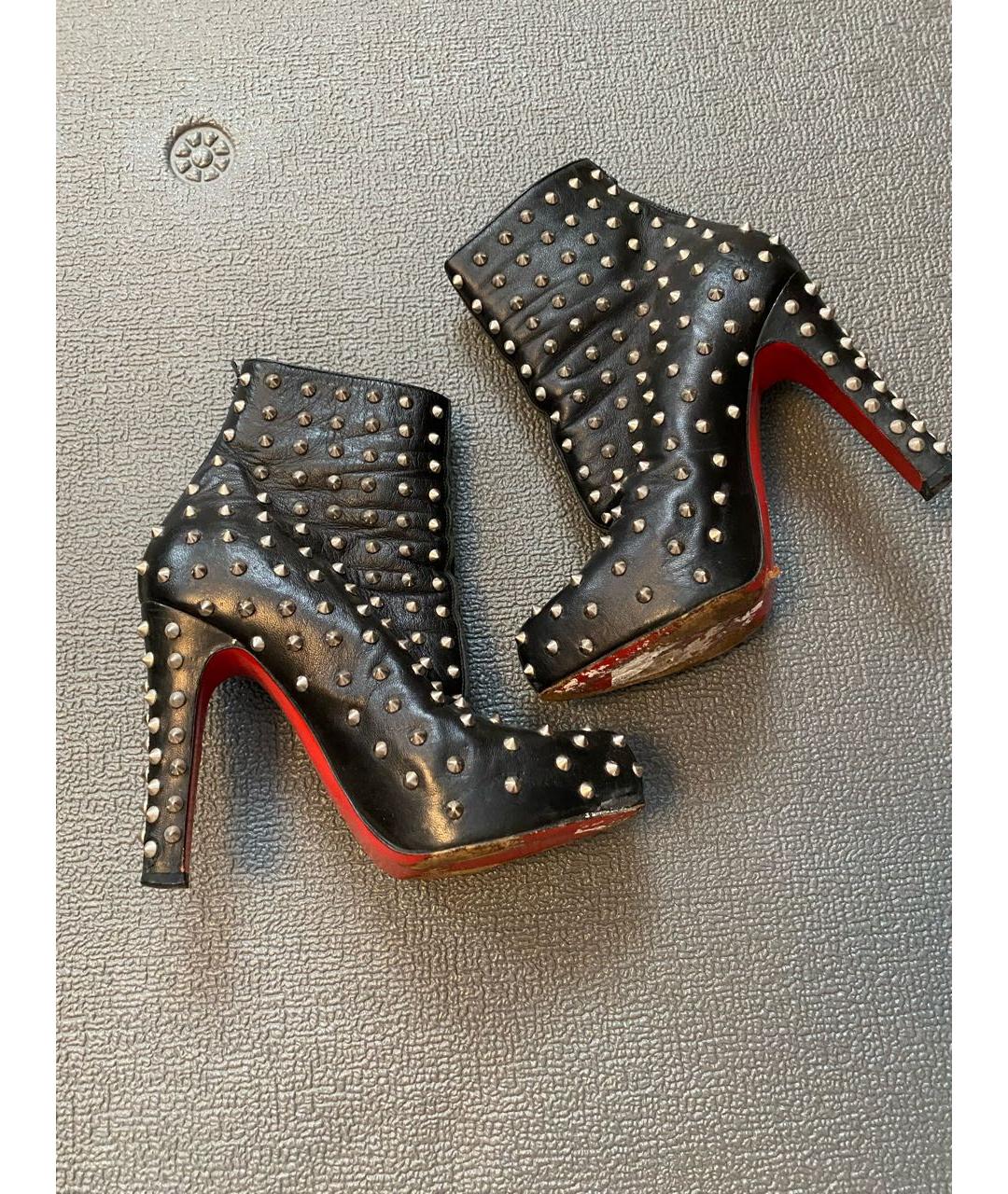 CHRISTIAN LOUBOUTIN Черные кожаные полусапоги, фото 9