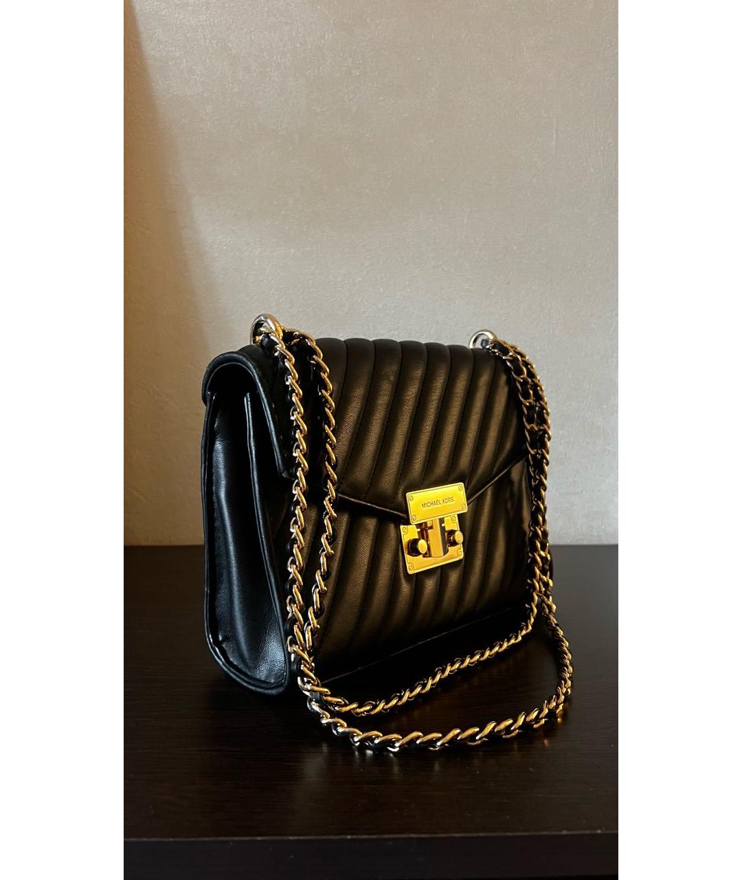 MICHAEL KORS Черная кожаная сумка через плечо, фото 2