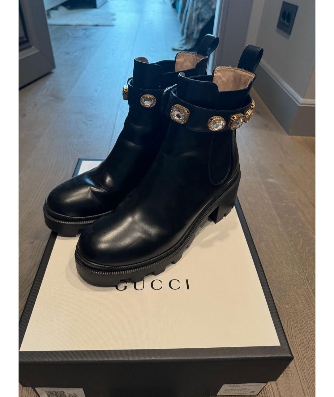 GUCCI Черные кожаные ботинки, фото 6