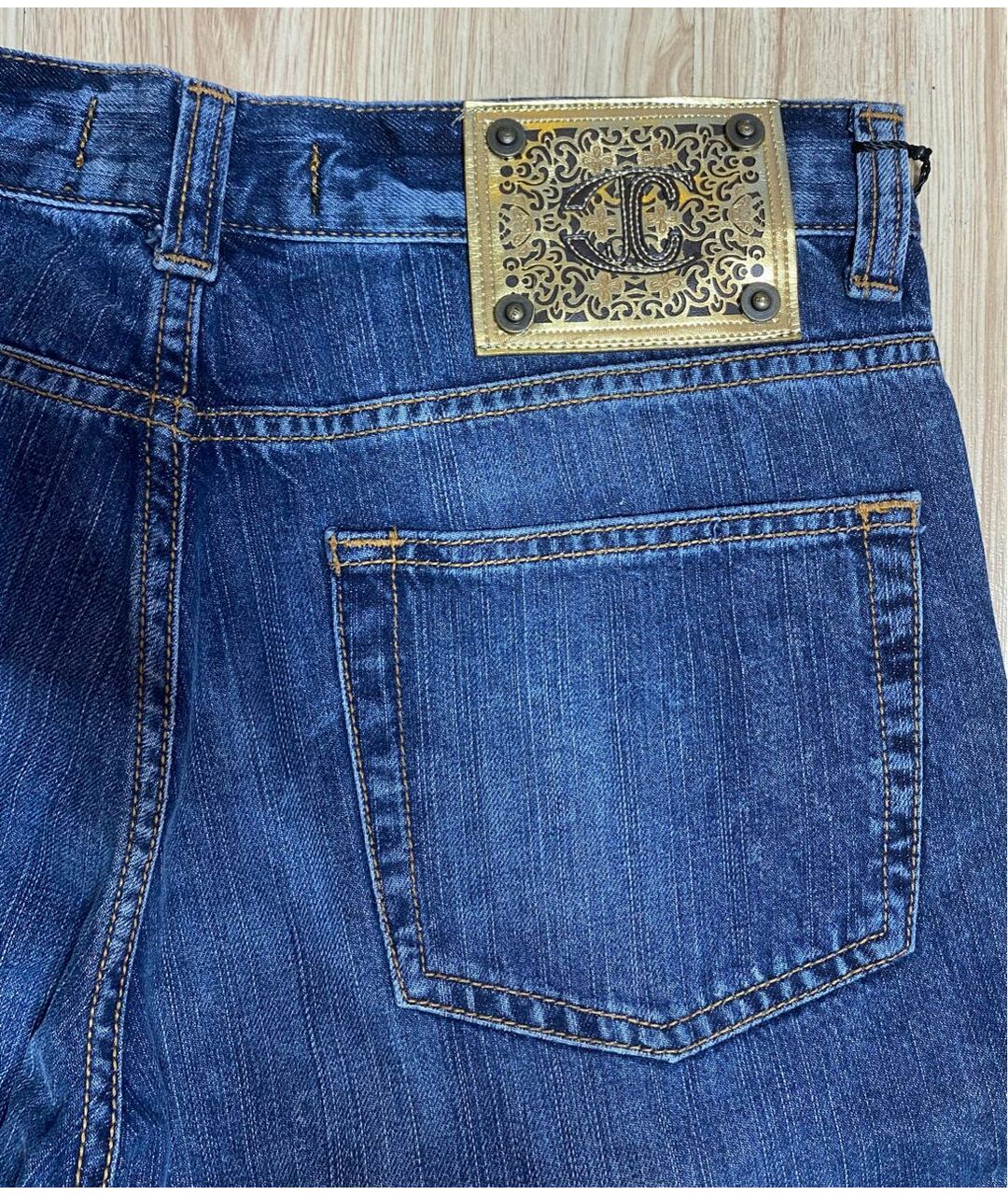 JUST CAVALLI Синие хлопковые прямые джинсы, фото 4