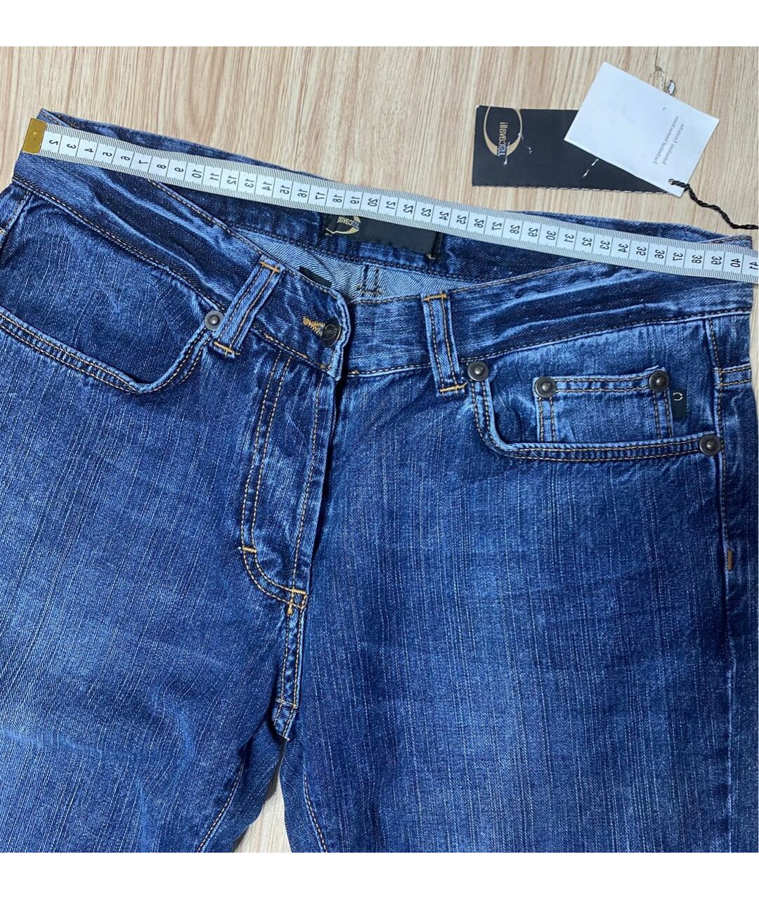 JUST CAVALLI Синие хлопковые прямые джинсы, фото 5