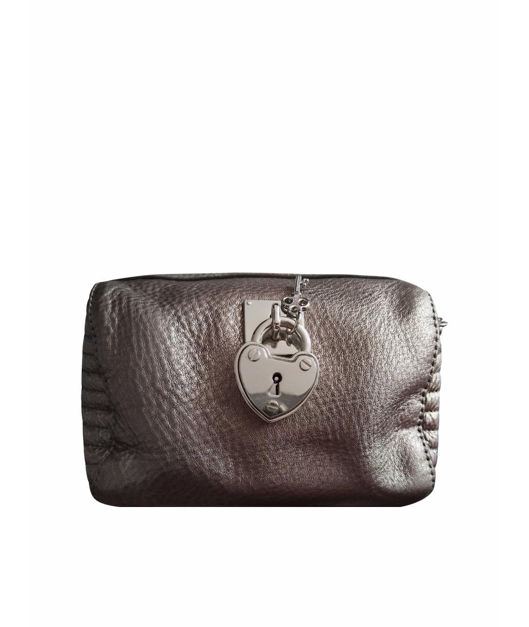 JUICY COUTURE Серебряная кожаная сумка через плечо, фото 1