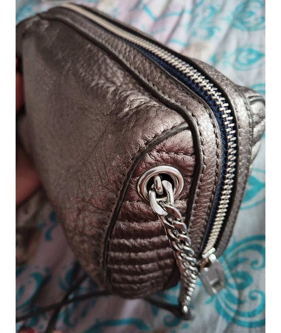 JUICY COUTURE Серебряная кожаная сумка через плечо, фото 3